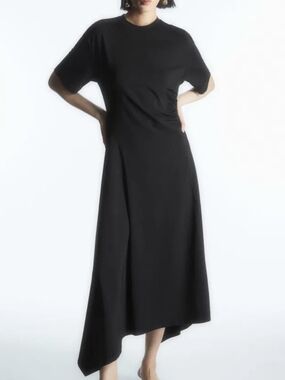 cos asymmetric t-shirt dress ASYMMETRIC MINI T-SHIRT DRESS - PISTACHIO